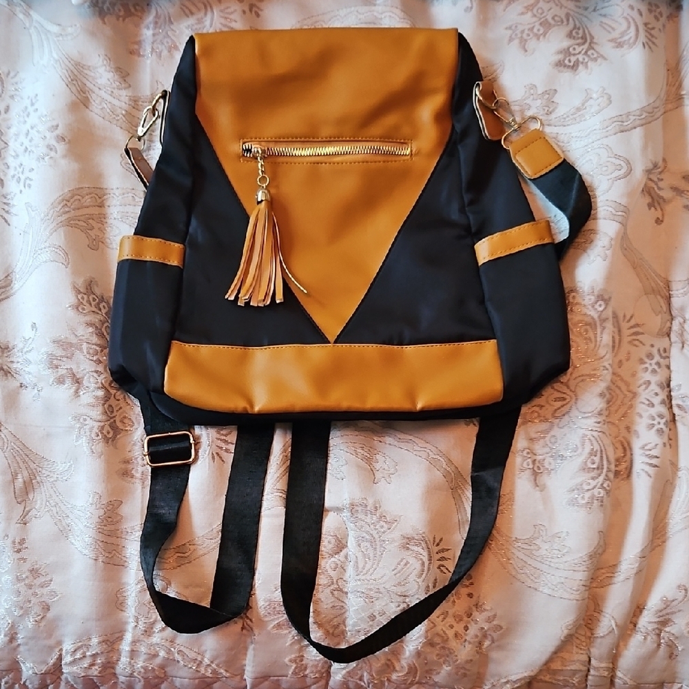 Stylish Black and Tan Backpack